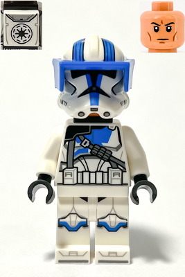 LEGO Minifigure sw1247 - Clone Heavy Trooper, 501st Legion (Phase 2) - White Arms, Blue Visor, Backpack, Nougat Head, Helmet with Holes