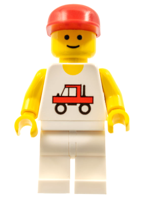 LEGO Minifigure trc004 - Trucker - White Legs, Red Cap