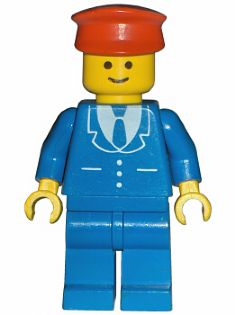 LEGO Minifigure trn068 - Suit with 3 Buttons Blue - Blue Legs, Red Hat