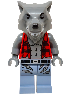 LEGO Minifigure twn527 - Werewolf - Torn Red Flannel Shirt, Bare Chest with Fur and Muscles, Sand Blue Legs with Belt and Tears