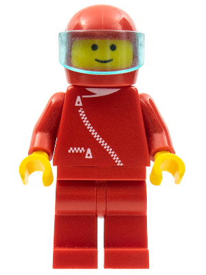 LEGO Minifigure zip002 - Jacket with Zipper - Red, Red Legs, Red Helmet, Trans-Light Blue Visor