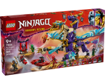 LEGO Ninjago 71836 Arc Dragon of Focus set box featuring a large purple and gold dragon, minifigures, and 869 pieces.
