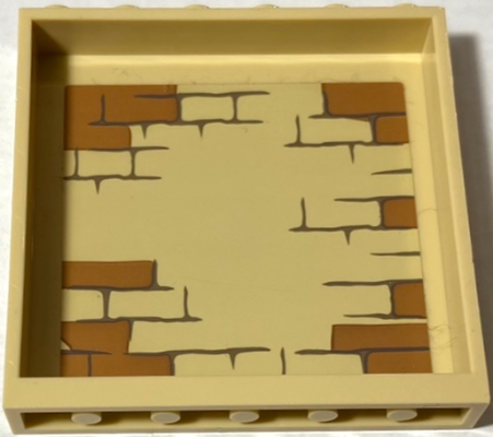 LEGO 59349pb278 - Panel 1 x 6 x 5 with Tan and Dark Orange Bricks Type 1 Pattern on Inside (Sticker) - Set 75930