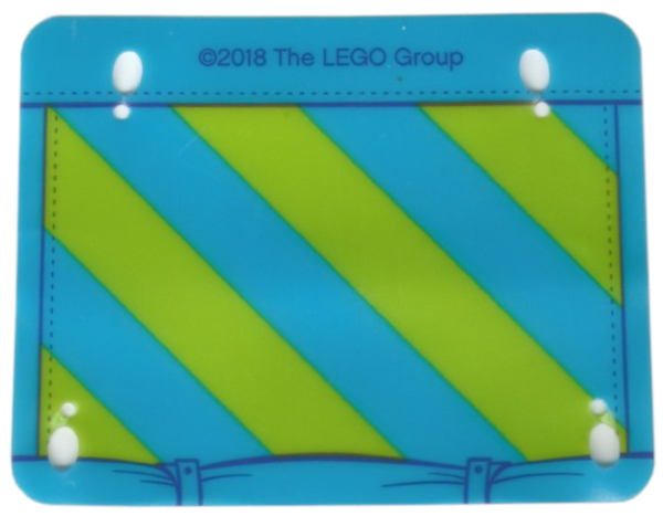LEGO 41339pls01b - Plastic Part for Set 41339 - Dark Azure Awning with Lime Diagonal Stripes Pattern