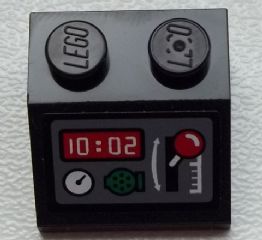 LEGO 3039pb085 - Slope 45 2 x 2 with Gauge, Clock, Radio and Red Lever Pattern (Sticker) - Set 60051