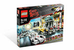 LEGO Speed Racer 8161 Grand Prix Race set box showing white and black race cars, control tower, and minifigures.