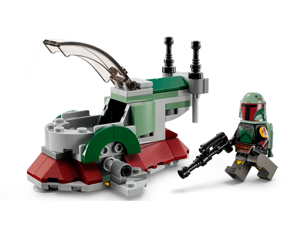 LEGO Star Wars 75344 Boba Fett's Starship Microfighter and Boba Fett minifigure on a white background.