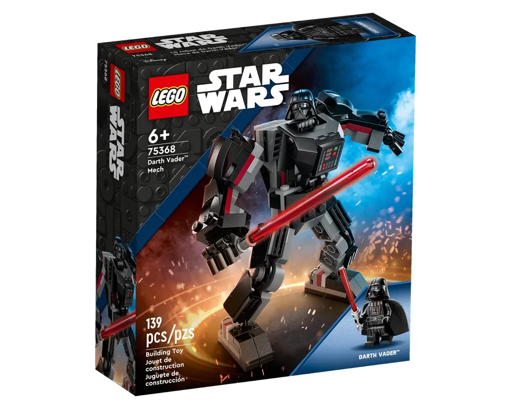 LEGO Star Wars 75368 Darth Vader Mech set box showing the large mech holding a lightsaber and a Darth Vader minifigure.