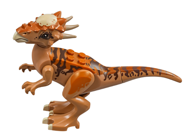LEGO styg01 - Dinosaurus Stygimoloch met donkeroranje rug en donkerbruine strepen