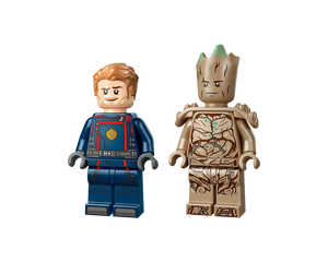 LEGO Super Heroes 76253 Guardians of the Galaxy Headquarters minifigures: Star-Lord in blue uniform and Groot.