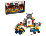 LEGO Super Mario 72039 Bowser's Castle set with Bowser and Yoshi karts, and the castle structure, shown with its box.