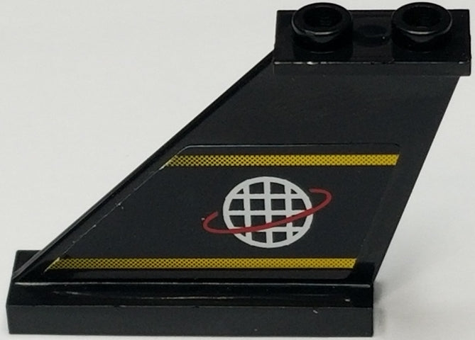 LEGO 2340pb017L - Staart 4 x 1 x 3 met gele lijnen en Alpha Team-logo patroon aan linkerkant (sticker) - Set 6772