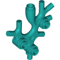 Teal LEGO branched plant or coral piece with multiple connection points, including studs and anti-studs.
