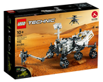 LEGO Technic 42158 NASA Mars Rover Perseverance box showing the built rover model and Ingenuity helicopter on Mars.