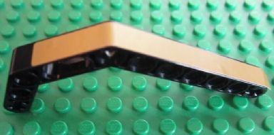 LEGO 32009pb010 - Technic, aangepaste dikke liftarm gebogen 1 x 11.5 dubbel met gouden strepen patroon (sticker) - Set 8007