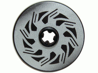 LEGO 2723pb038 - Technic, Disk 3 x 3 with Disk Brake Silver /  Triangle Swirls Pattern (Sticker) - Set 8354