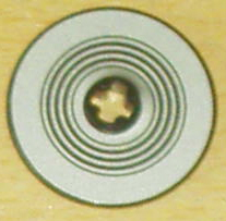 LEGO 2723pb014 - Technic, Disk 3 x 3 with Black Rings on Silver Background Pattern (Sticker) - Set 8007