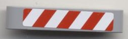 Grey LEGO Technic Liftarm 1x5 with a sticker featuring red and white diagonal danger stripes.