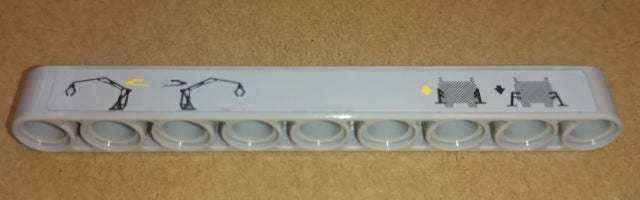 LEGO Technic Liftarm 1x9 with crane rotation and outrigger operating instructions pattern on top.