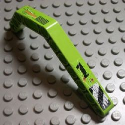 LEGO 32009pb006R - Technic, Liftarm, Modified Bent Thick 1 x 11.5 Double with Worn '1' and Danger Stripes and Exhaust Vents Pattern Model Right (Stickers) - Set 8956