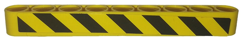 LEGO 40490pb042R - Technic, Dikke liftarm 1 x 9 met zwart en gevaarstrepen patroon model rechterkant (sticker) - Set 9397