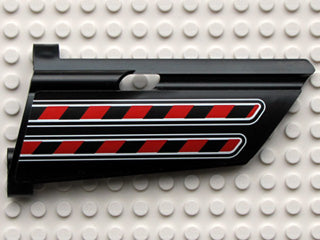 LEGO 44350pb011 - Technic, Panel Fairing #20 Large Long, Small Hole, Side A with Red /  Diagonal Stripes Pattern (Sticker) - Set 8285