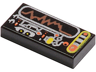 LEGO 3069px32 - Tegel 1 x 2 met zilver, oranje en gele circuit- en displaypatronen