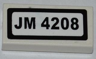 LEGO 3069pb0244 - Tegel 1 x 2 met 'JM 4208' Patroon (Sticker) - Set 4208