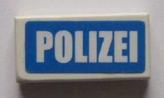 LEGO 3069pb0447 - Tegel 1 x 2 met 'POLIZEI' op blauwe achtergrond patroon (Sticker) - Sets 7235-2 / 7236-2 / 7744