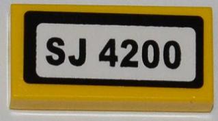 LEGO 3069pb0239 - Tegel 1 x 2 met 'SJ 4200' Patroon (Sticker) - Set 4200