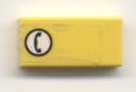 LEGO 3069pb0046R - Tegel 1 x 2 met telefoon in witte cirkelpatroon rechts (sticker) - Set 2140