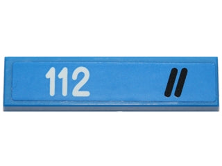 LEGO 2431pb0399R - Tegel 1 x 4 met twee zwarte diagonale strepen en '112' patroon model rechterkant (sticker) - Set 40192