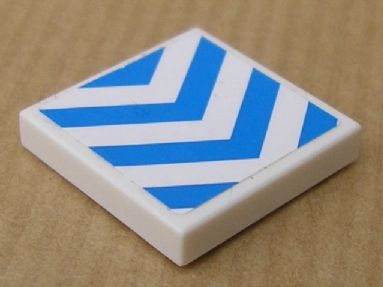LEGO 3068pb0330 - Tegel 2 x 2 met blauwe chevron strepen op achtergrondpatroon (Sticker) - Set 8147
