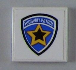 LEGO 3068pb0425 - Tegel 2 x 2 met Highway Patrol Logo Gele Ster Patroon (Sticker) - Sets 6111 / 8665