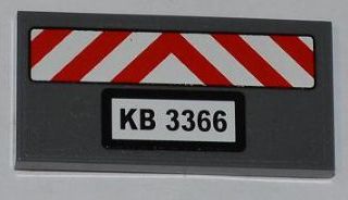 LEGO 87079pb0061 - Tegel 2 x 4 met rood-witte waarschuwingsstrepen en 'KB 3366' patroon (Sticker) - Set 3366