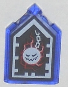 LEGO 22385pb059 - Tile, Modified 2 x 3 Pentagonal with Nexo Forbidden Power Shield Pattern - Wrecking Wrath