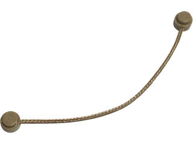 Tan LEGO string with matching end studs, 10L overall length, curved on a white background.