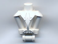 White LEGO x1463 mechanical torso piece, designed for General Grievous, showing four arms and robotic details.