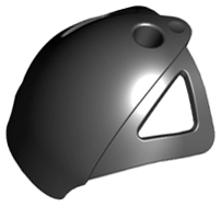 Dark gray LEGO Bionicle x345 Toa Nuva shoulder armor piece with a triangular cutout and top holes.