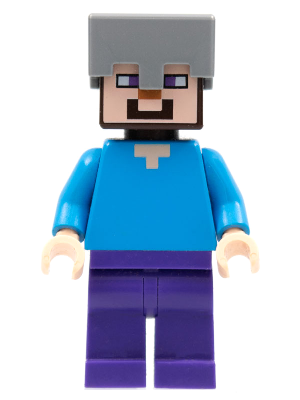 LEGO Minifigure min016 - Steve (Light Nougat) - Dark Purple Legs, Flat Silver Helmet