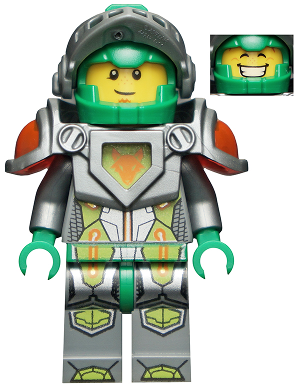 LEGO Minifigure nex035 - Aaron Fox - Flat Silver Visor and Armor, 2 Clips and 2 Bars with Tow Ball on Back - Image 1