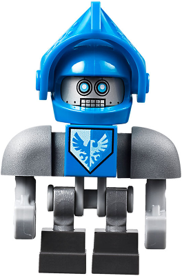 LEGO Minifigure nex090 - Clay Bot - Dark Bluish Gray Shoulders, Blue Visor - Image 1