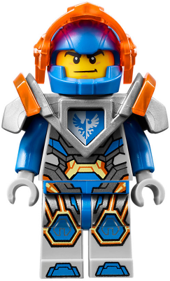 LEGO Minifigure nex093 - Clay Moorington - Blue Helmet, Trans-Neon Orange Visor, Flat Silver Armor - Image 1