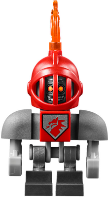 LEGO Minifigure nex105 - Macy Bot - Dark Bluish Gray Shoulders, Red Helmet - Image 1
