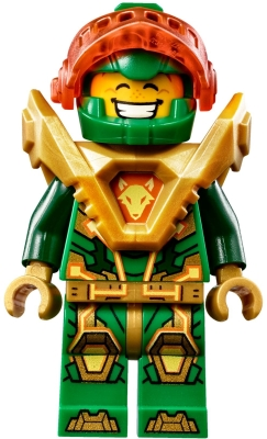 LEGO Minifigure nex136 - Aaron Fox - Trans-Neon Orange Visor, Pearl Gold Armor