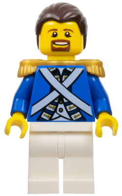 LEGO Minifigure pi150 - Bluecoat Sergeant 1 - Brown Moustache and Goatee - Authentic LEGO Minifigure Main Image