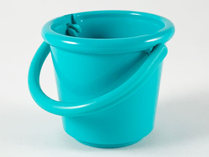 Teal Scala Utensil Bucket Round with matching handle on white background.
