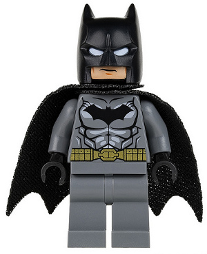 LEGO Minifigure sh0151 - Batman - Donker Blauwgrijs Pak, Gouden Riem, Zwarte Handen, Sponzige Cape