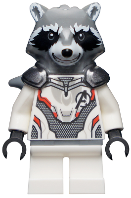 LEGO Minifigure sh0569 - Rocket Raccoon - White Jumpsuit, Dark Bluish Gray Head - Image 1