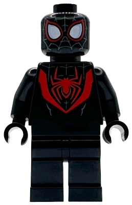 LEGO Minifigure sh1099 - Spider-Man (Miles Morales) - Dark Bluish Gray Webbing on Head, Black Hands
